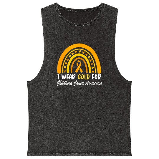 I Wear Gold For Childhood Cancer Awareness Mineral Wash Tank Tops