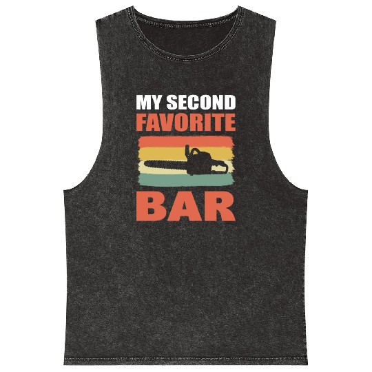 Funny Chainsaw Logger Mineral Wash Tank Tops
