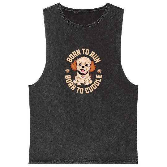 Born to Run Born to Cuddle Mineral Wash Tank Tops
