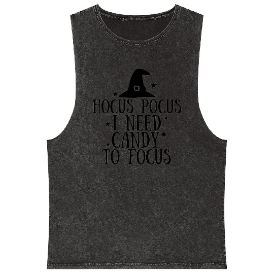 Hocus Pocus I need Candy to Focus Mineral Wash Tank Tops