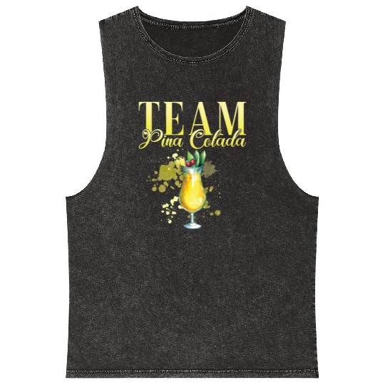 Team Pina Colada Cocktail Bartender Mineral Wash Tank Tops