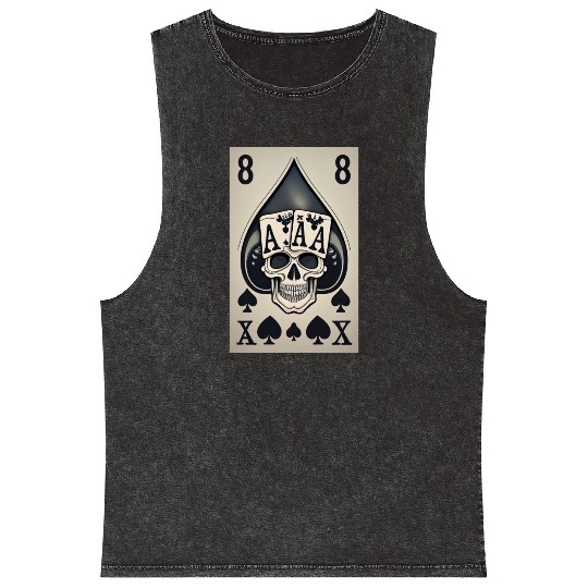 card with skeleton head (halloween design) Mineral Wash Tank Tops