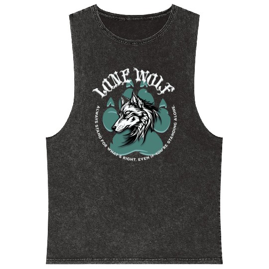 Lone Wolf Inspirational Leader Truther Quote Mineral Wash Tank Tops