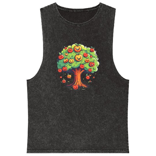 Apples Tree Fruit Orchard Apple Picking Cute Mineral Wash Tank Tops