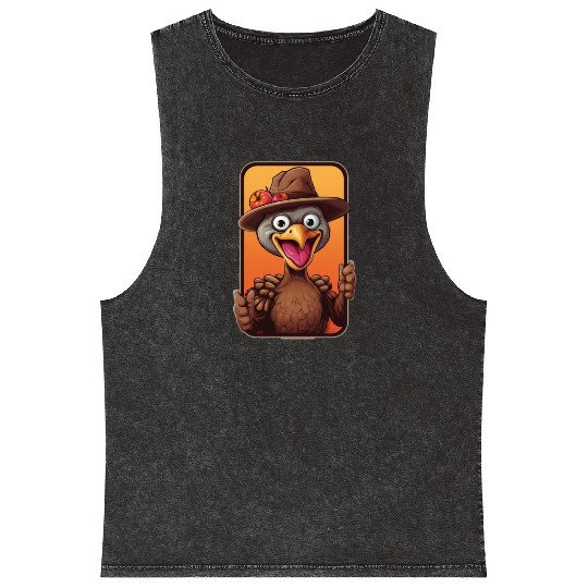 Selfie Bird Turkey Holiday Animal Pet Lover Mineral Wash Tank Tops