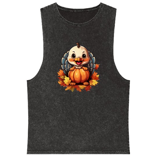 Pumpkin Bird Turkey Holiday Animal Pet Lover Mineral Wash Tank Tops