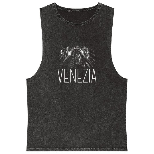 Venice Gondola Italy Venezia Mineral Wash Tank Tops
