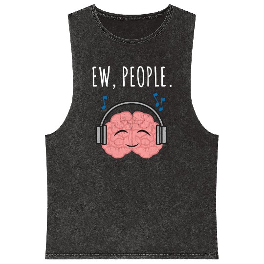 Ew People Brain Headphones Distressed Mineral Wash Tank Tops