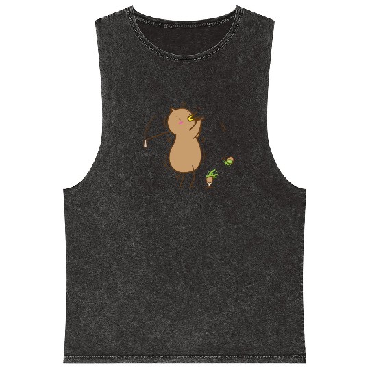 Kiwi playing Golf Kiwi Bird and Fruit Mineral Wash Tank Tops