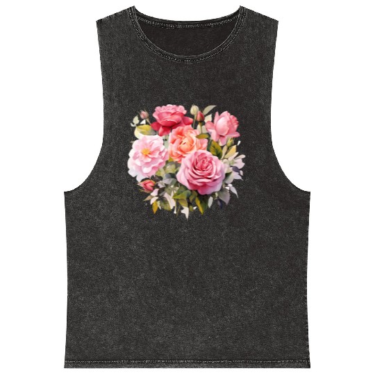 Nature's Artistic Elegance English Rose Tapestry Mineral Wash Tank Tops
