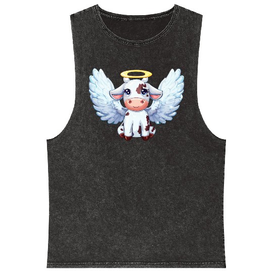 cow angel wings farm halo Mineral Wash Tank Tops