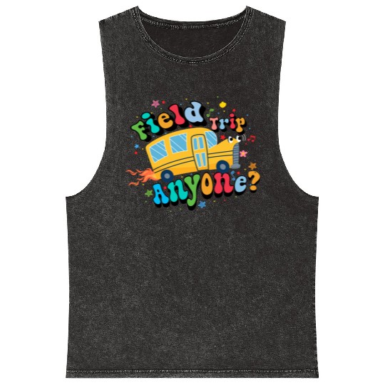 field trip anyone Funny dadschool groovy school bu Mineral Wash Tank Tops