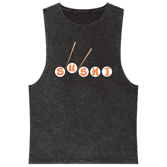 cute funny kawaii sushi lover Mineral Wash Tank Tops