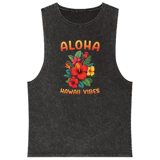 Hawaii's Aloha Vibes and Hibiscus Magic Hawaii Mineral Wash Tank Tops