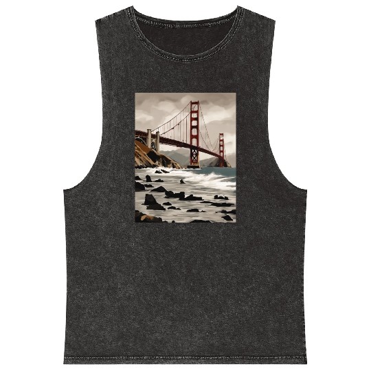 Golden Gate Bridge California Mineral Wash Tank Tops, Golden Gate