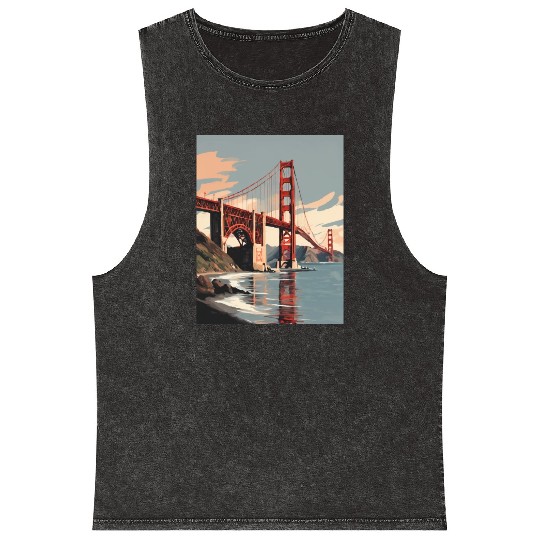 Golden Gate Bridge California Mineral Wash Tank Tops, Golden Gate