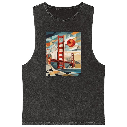 Golden Gate Bridge California Mineral Wash Tank Tops, Golden Gate