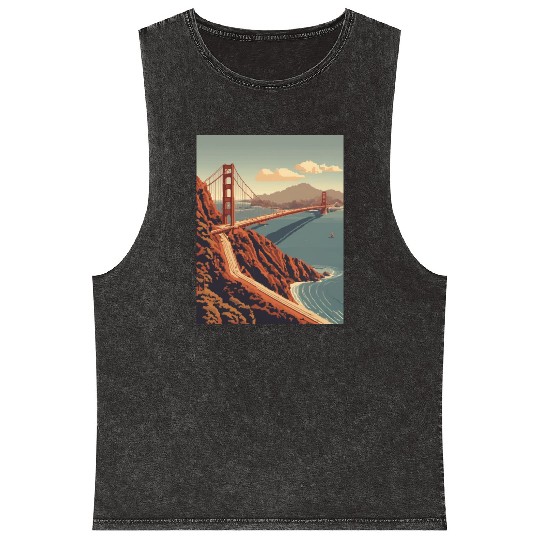 Golden Gate Bridge California Mineral Wash Tank Tops, Golden Gate