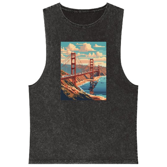 Golden Gate Bridge California Mineral Wash Tank Tops Mineral Wash Tank Tops, Golden