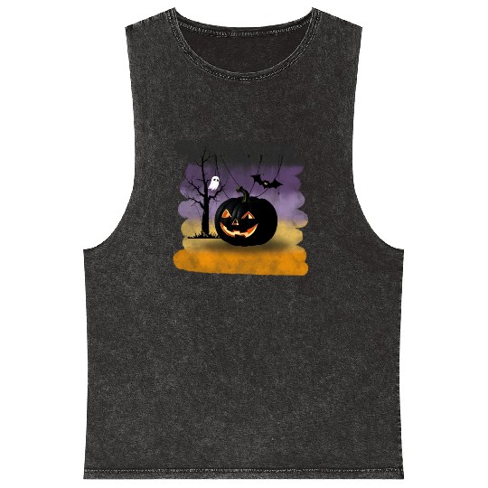 "The Midnight Pumpkin" Mineral Wash Tank Tops