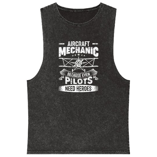 Airplane Mechanic Funny Aviation Technician Vintag Mineral Wash Tank Tops