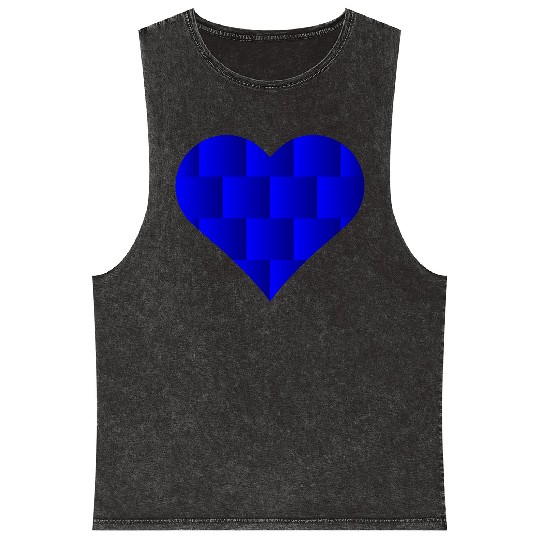 Blue Cute Heart Icon Mineral Wash Tank Tops
