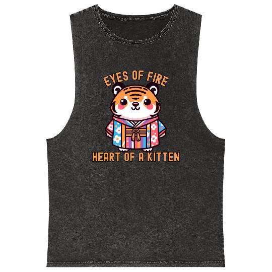 Bengal tiger in Kimono Mineral Wash Tank Tops