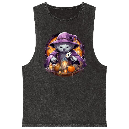 Halloween Mysthical Mochi The Koala Mineral Wash Tank Tops