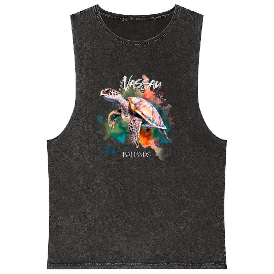 Bahamas Seat Turtle Bahamian Flag Beach Great Shar Mineral Wash Tank Tops