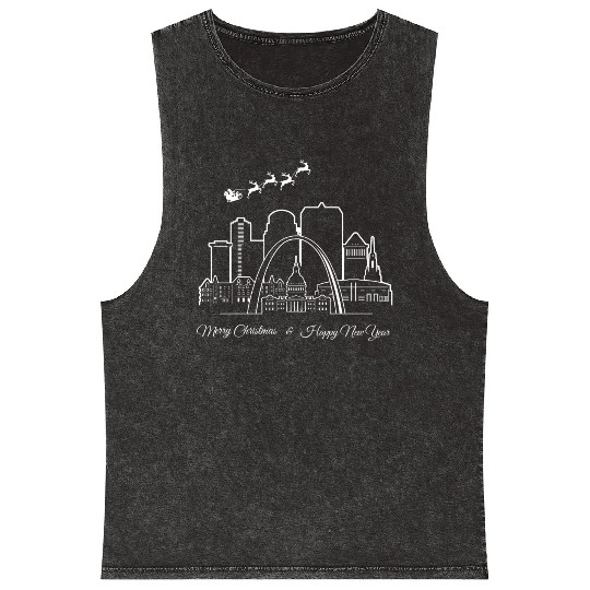 St. Louis Missouri Merry Christmas Happy New Year Mineral Wash Tank Tops