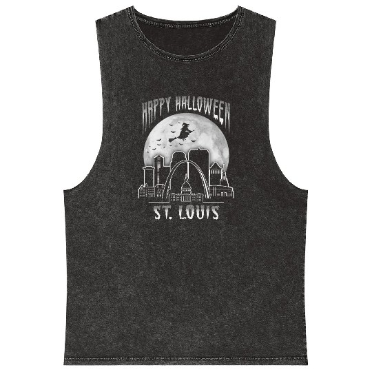 St. Louis Missouri Happy Halloween Mineral Wash Tank Tops