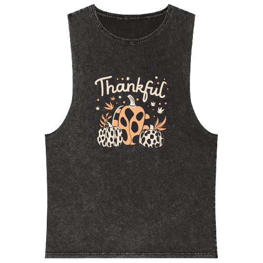 Thankful Thanksgiving Fall Vibes Mineral Wash Tank Tops