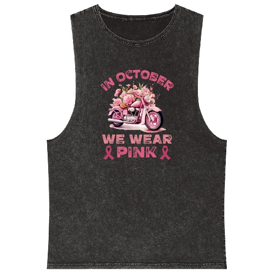 in october we wear pink motorcycle Mineral Wash Tank Tops