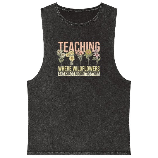 Teacher Funny Flower Teaching Mineral Wash Tank Tops