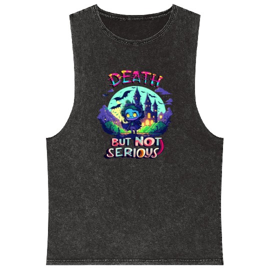 Death But Not Serious Funny Cute Halloween Zombie Mineral Wash Tank Tops