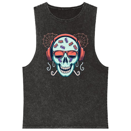 Skull Candy Halloween For Music Mineral Wash Tank Tops