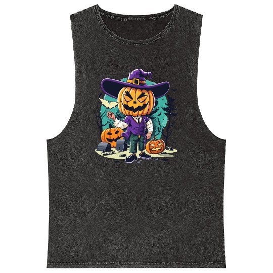 Boy Candy Punppkin Halloween Mineral Wash Tank Tops