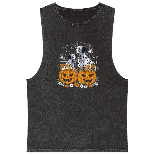 Pumpkin Dalmatian costume on Dalmatian Halloween Mineral Wash Tank Tops