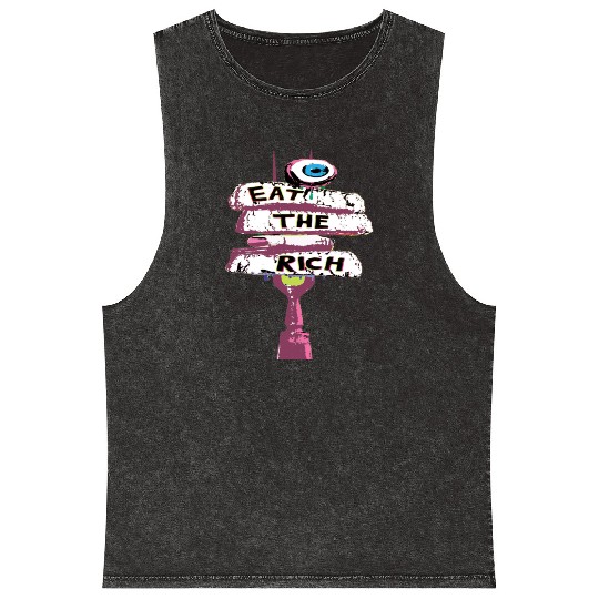 Express yourself with an Eat the Rich Mineral Wash Tank Tops