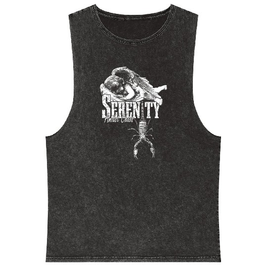 Serenity Amidst Chaos Angel Scorpion Streetwear Mineral Wash Tank Tops