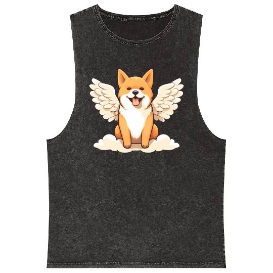 Sweet Shiba Inu angel with wings Mineral Wash Tank Tops