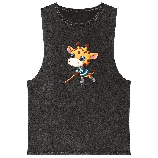 Giraffe Ice Hockey Player: A fun and unique design Mineral Wash Tank Tops