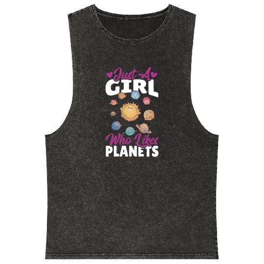 Astronomy Just A Girl Who Likes Planets Solar Mineral Wash Tank Tops