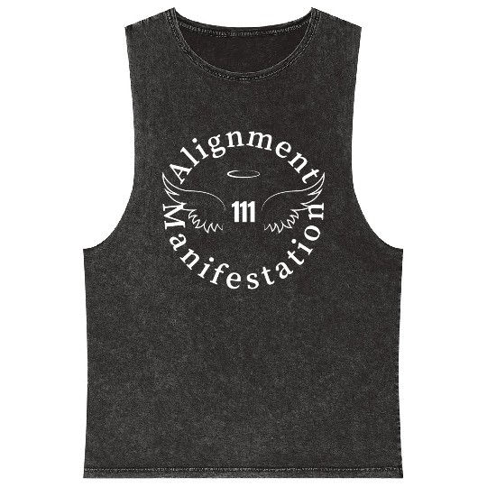 111 Angel Number Manifest Unisex Softstyle Mineral Wash Tank Tops