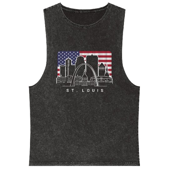 St. Louis Missouri American Flag Mineral Wash Tank Tops