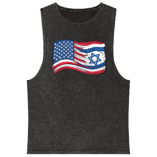USA Israel flag! We stand with Israel! Mineral Wash Tank Tops