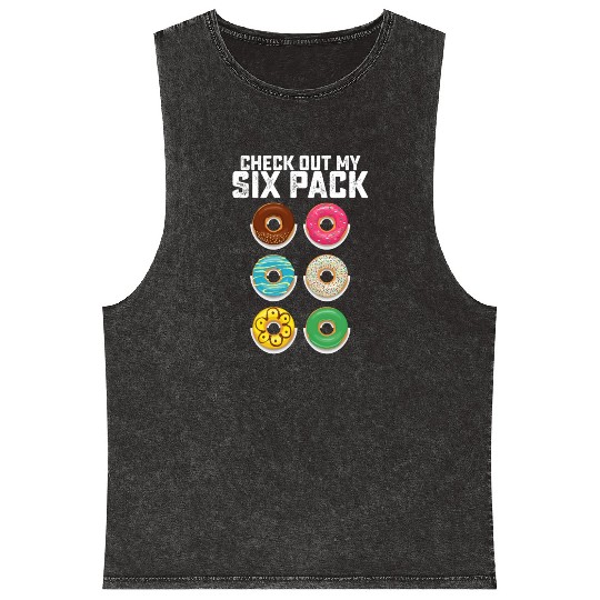 Check Out My Six Pack Donut Gym Workout Fitness Mineral Wash Tank Tops