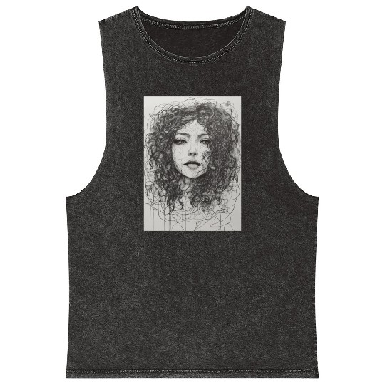 Sketch of a the manifestation of anxiety Mineral Wash Tank Tops