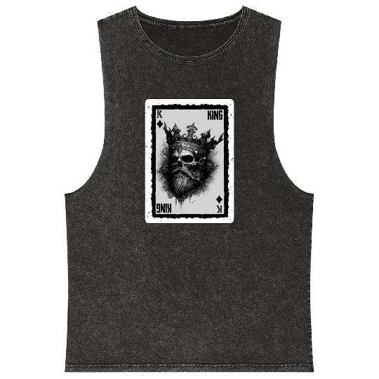 Gothic Card Game Halloween King of Clubs Mineral Wash Tank Tops