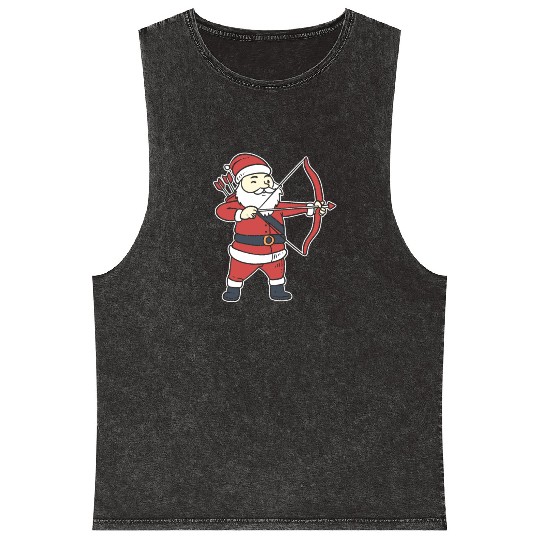 Santa Clause Archery Sport Enthusiast Gift Mineral Wash Tank Tops